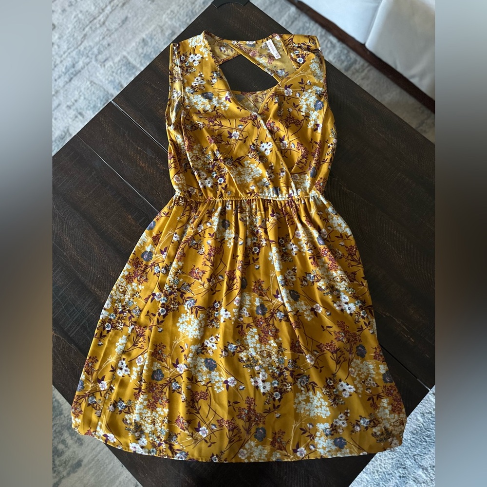 Floral Yellow Sleeveless Dress